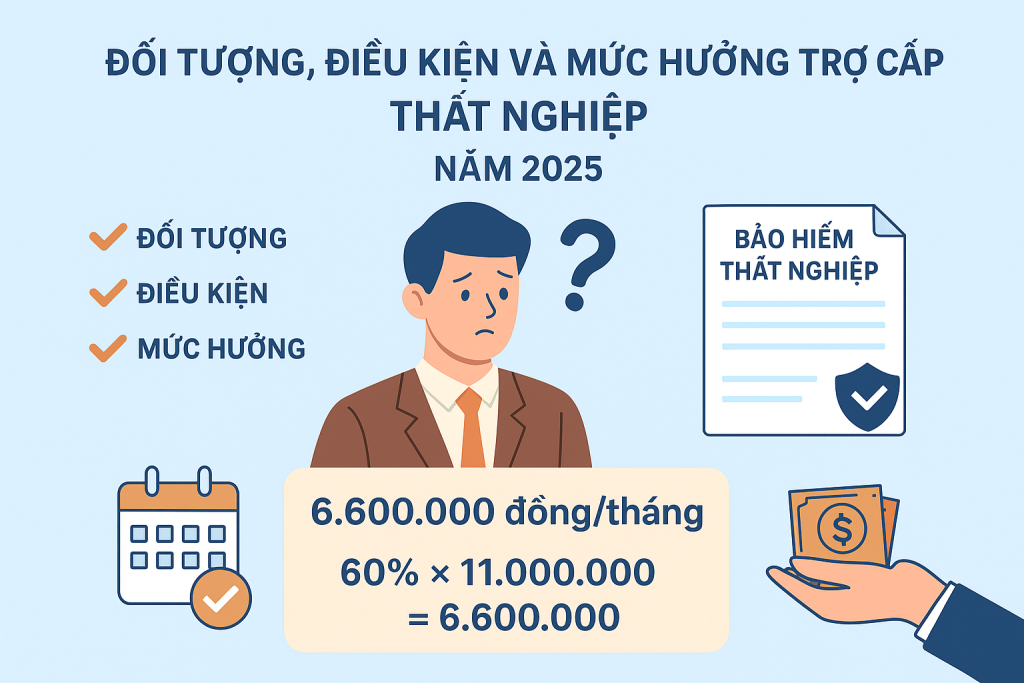 mức hưởng trợ cấp thất nghiệp năm 2025